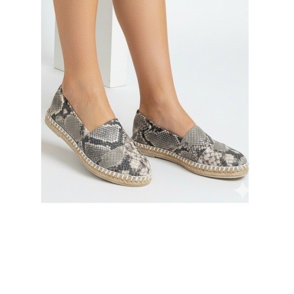 Women's Snakeskin Print Espadrille Platform SlipOn Flats Jute Sole Shoes  10 NEW